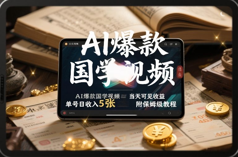 AI爆款国学视频，独家起号方法，小白直接上手，当天可见收益，单号日收入5张+附保姆级教程-翌晨科技网