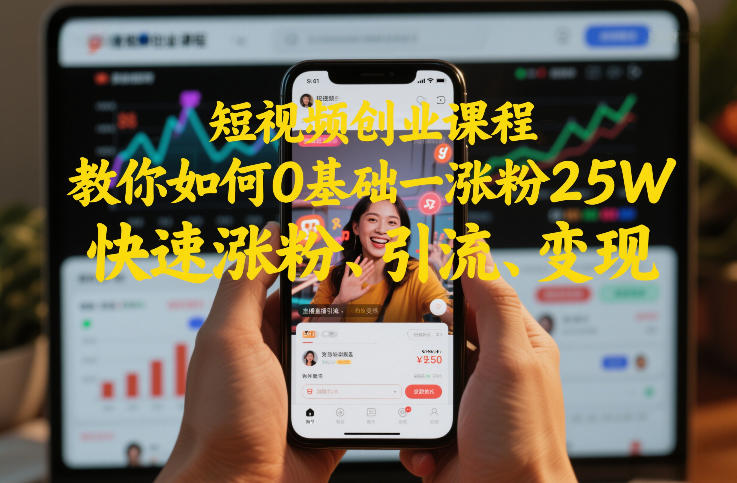 短视频创业课程，教你如何0基础一天涨粉25W，快速涨粉、引流、变现-翌晨科技网