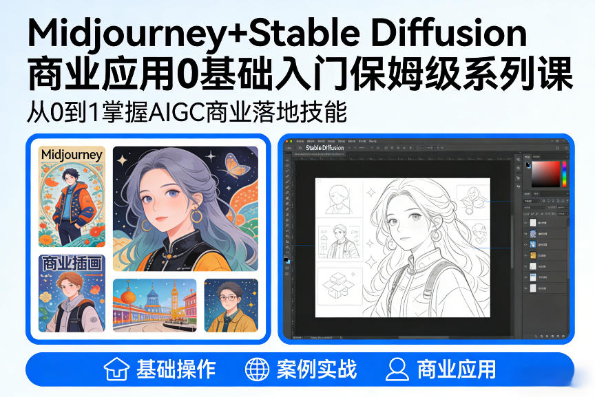 AIGC商业应用Midjourney+Stable Diffusion教程，0基础入门保姆级系列课-翌晨科技网
