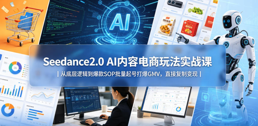 Seedance2.0 AI内容电商玩法实战课｜从底层逻辑到爆款SOP批量起号打爆GMV，直接复制变现-翌晨科技网