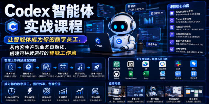Codex智能体实战课程，让智能体成为你的数字员工，从内容生产到业务自动化，搭建可持续运行的智能工作流-翌晨科技网
