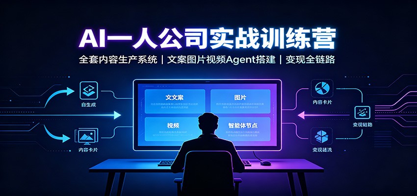 AI创作一人公司实战训练营：全套内容生产系统，文案图片视频Agent搭建变现全链路-翌晨科技网