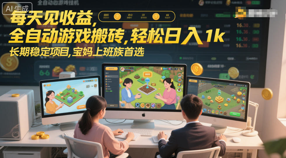 每天见收益，全自动游戏搬砖，轻松日入1k，长期稳定项目，宝妈上班族首选【揭秘】-翌晨科技网