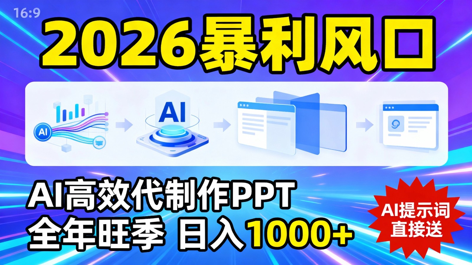 2026暴利!用AI高效代制作 PPT,全年旺季,日入 1000+,提示词直接送!-翌晨科技网