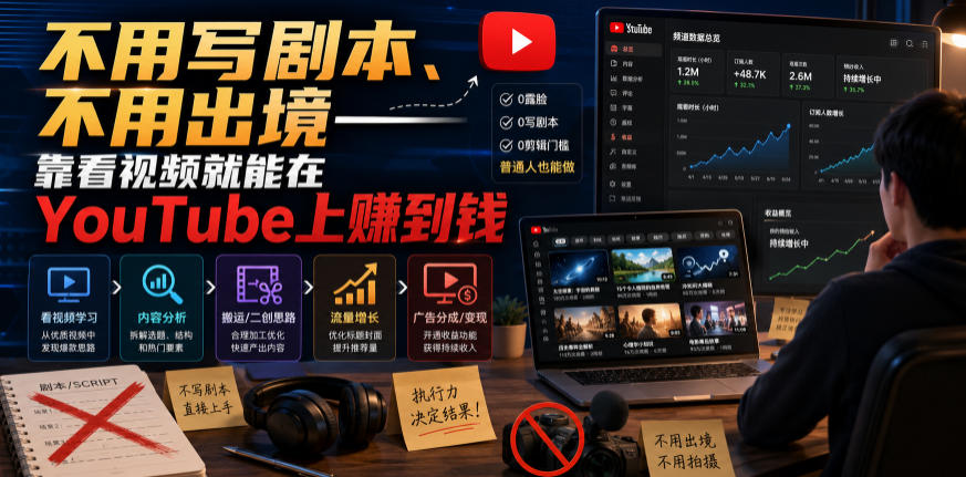 不用写剧本、不用出境——靠看视频就能在YouTube上賺到钱【原创双语字幕】-翌晨科技网