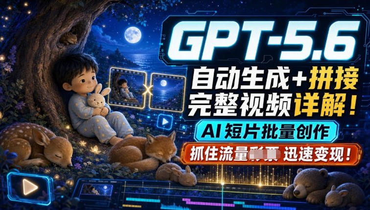GPT-5.6自动生成＋拼接完整视频详解，AI短片批量创作，抓住流量迅速变现！-翌晨科技网