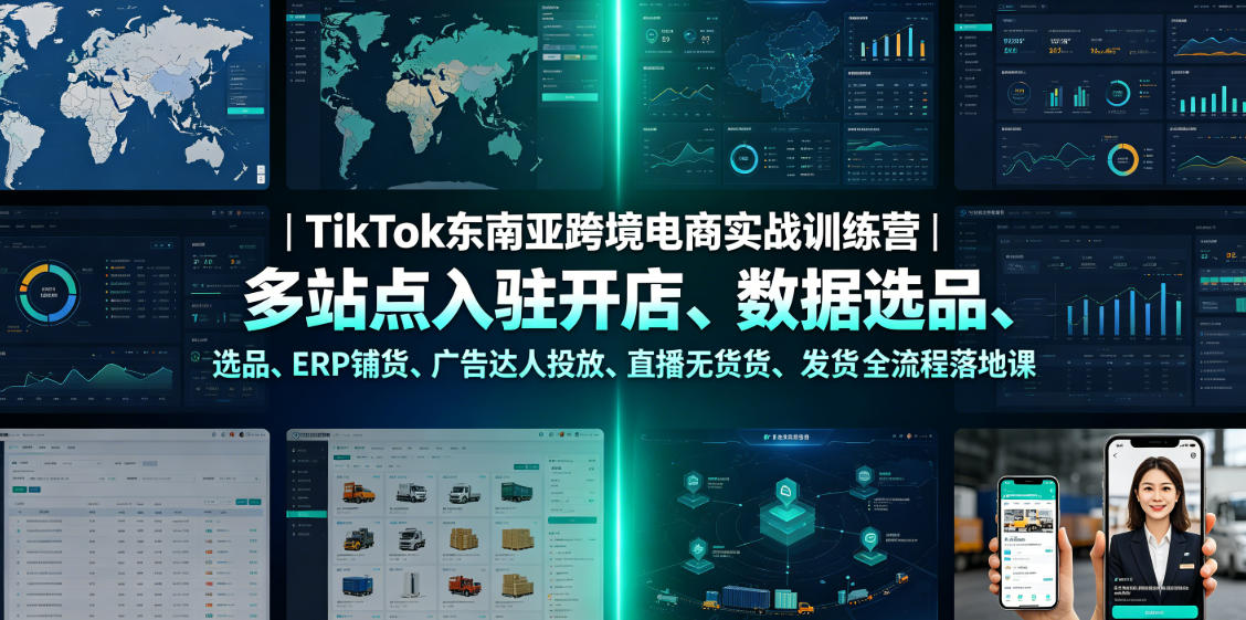 TikTok东南亚跨境电商实战训练营｜多站点入驻开店、数据选品、ERP铺货、广告达人投放、直播无货源发货全流程落地课-翌晨科技网