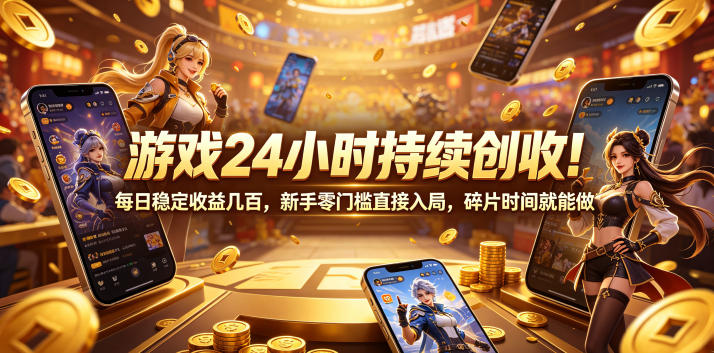游戏24小时持续创收！每日稳定收益几百，新手零门槛直接入局，碎片时间就能做【揭秘】-翌晨科技网