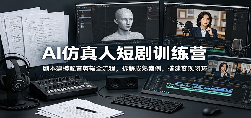 AI仿真人短剧训练营：剧本建模配音剪辑全流程，拆解成熟案例，搭建变现闭环-翌晨科技网