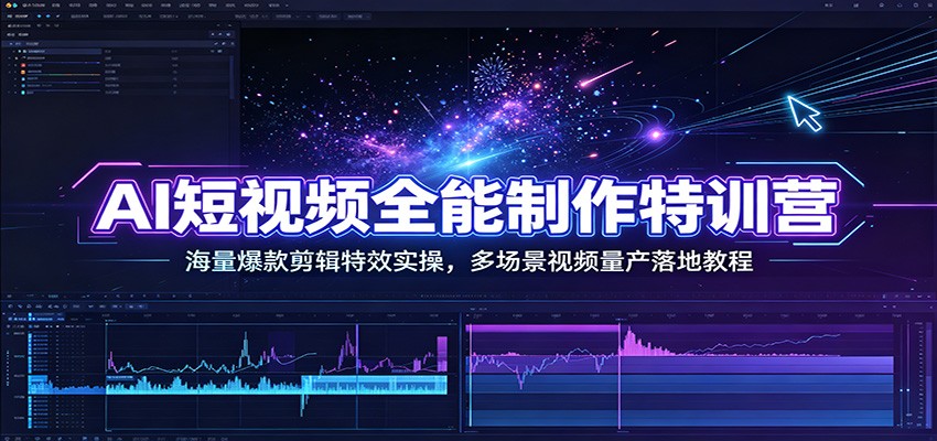 AI短视频全能制作特训营：海量爆款剪辑特效实操，多场景视频量产落地教程-翌晨科技网