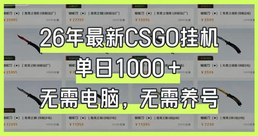 26年最新CSGO挂G系统，单日1000+，无需电脑，无需养号，0基础可上手【揭秘】-翌晨科技网
