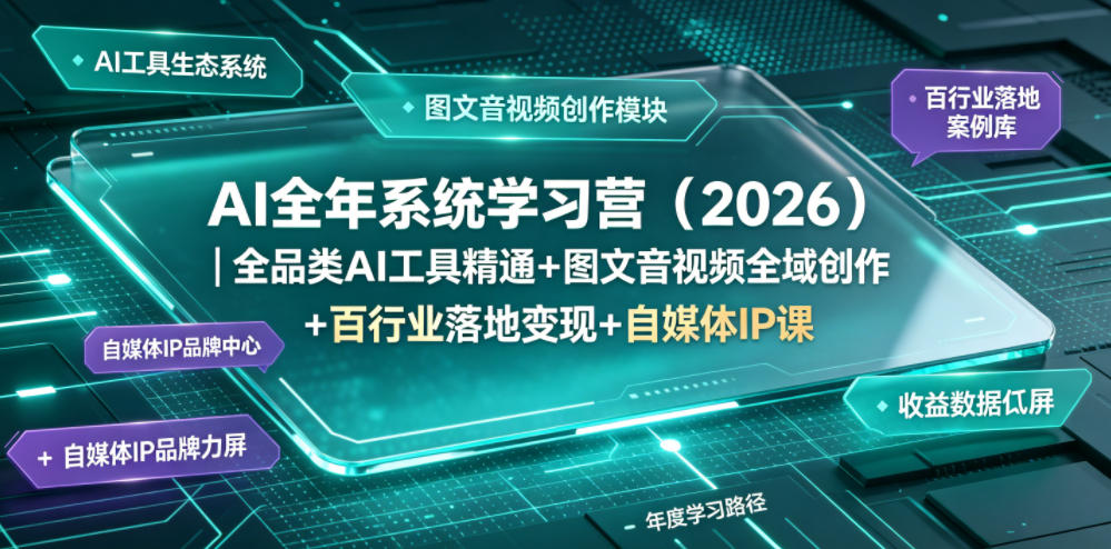 AI全年系统学习营（2026）｜全品类AI工具精通+图文音视频全域创作+百行业落地变现+自媒体IP打造年度进阶大课-翌晨科技网