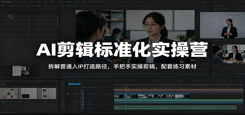 AI剪辑标准化实操营：拆解普通人IP打造路径，手把手实操剪辑，配套练习素材-翌晨科技网