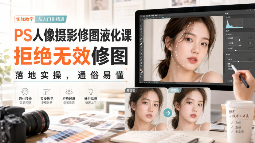 PS人像摄影修图液化课，拒绝无效修图，落地实操，通俗易懂-翌晨科技网