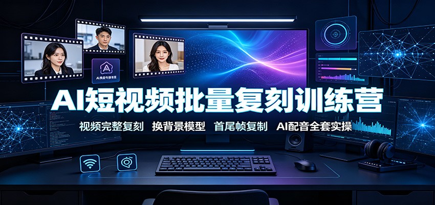 AI短视频批量复刻训练营:视频完整复刻,换背景模型、首尾帧复制、AI配音全套实操-翌晨科技网