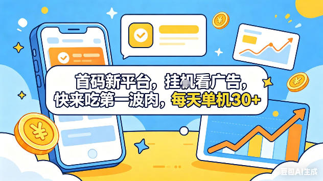 首码新平台，挂G自动看广告，快来吃第一波肉，每天单机30+，可矩阵放大【揭秘】-翌晨科技网