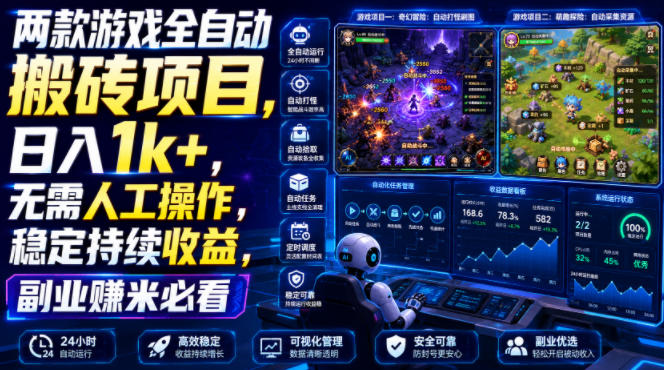 两款游戏全自动搬砖项目，无需人工操作，日入1k+，稳定持续收益，副业赚米必看【揭秘】-翌晨科技网