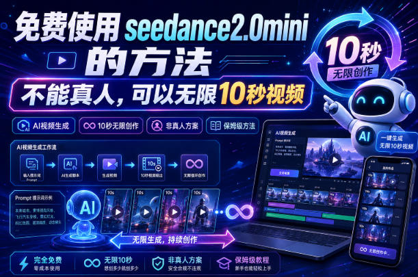 免费使用seedance2.0mini的方法，不能真人，可以无限10秒视频，9图+3音频参考-翌晨科技网