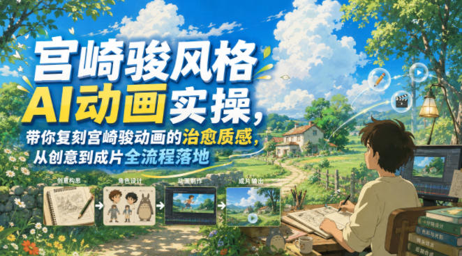 宫崎骏风格AI动画实操，带你复刻宫崎骏动画的治愈质感，从创意到成片全流程落地-翌晨科技网