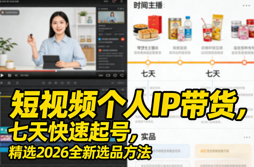 短视频个人IP带货，七天快速起号，精选2026全新选品方法-翌晨科技网