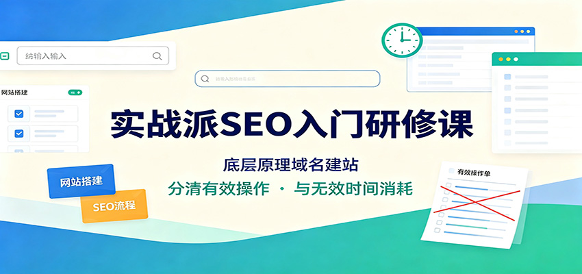 实战派SEO入门研修课：底层原理域名建站，分清有效操作与无效时间消耗-翌晨科技网