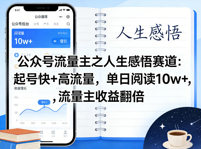 公众号流量主之人生感悟赛道，起号快+高流量，单日阅读10w+，流量主收益翻倍-翌晨科技网
