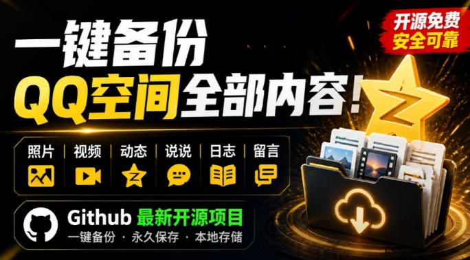 一键将你QQ空间全部内容备份下来！照片/视频/动态信息全存本地，Github最新开源项目QzoneArchive-翌晨科技网