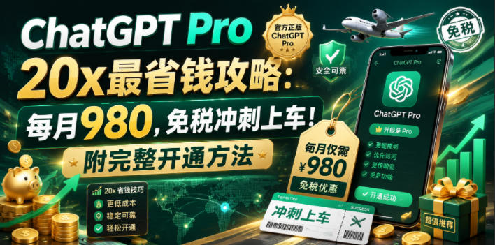 ChatGPT Pro 20x最省钱攻略:每月980,免税冲刺上车!附完整开通方法【文档】-翌晨科技网