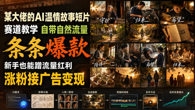 某大佬的AI温情故事短片赛道教学，自带自然流量，条条爆款，新手也能蹭流量红利，涨粉接广告变现-翌晨科技网