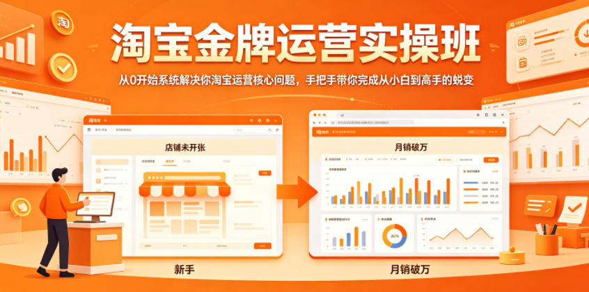淘宝金牌运营实操班，从0开始系统解决你淘宝运营核心问题，手把手带你完成从小白到高手的蜕变-翌晨科技网