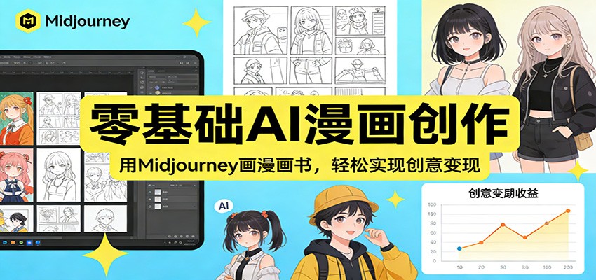 零基础AI漫画创作：用Midjourney画漫画书，轻松实现创意变现-翌晨科技网