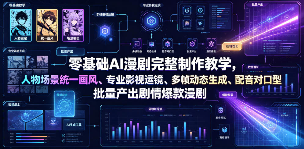 零基础AI漫剧完整制作教学，人物场景统一画风、专业影视运镜、多帧动态生成、配音对口型，批量产出剧情爆款漫剧-翌晨科技网