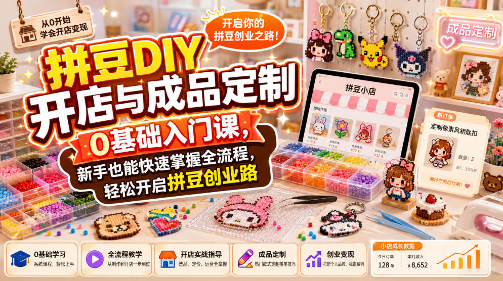拼豆DIY开店与成品定制0基础入门课，新手也能快速掌握全流程，轻松开启拼豆创业路-翌晨科技网