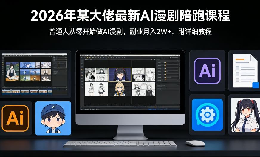 26年某大佬最新Ai漫剧陪跑课程，普通人从零开始做AI漫剧，副业月入2W+-翌晨科技网