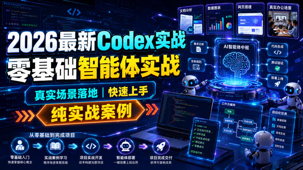 2026最新Codex实战零基础智能体实战，真实场景落地，快速上手，纯实战案例-翌晨科技网