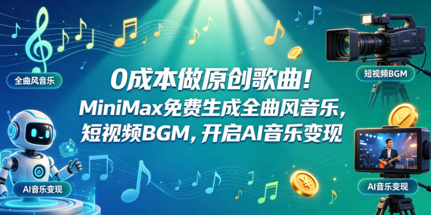 0成本做原创歌曲！MiniMax免费生成全曲风音乐，短视频BGM，开启AI音乐变现-翌晨科技网