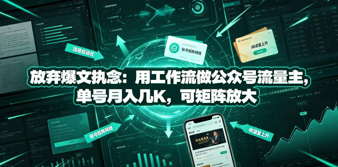 放弃爆文执念：用工作流做公众号流量主，单号月入几K，可矩阵放大-翌晨科技网