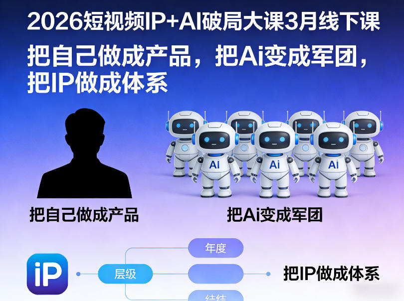 2026短视频IP+AI破局大课3月线下课，把自己做成产品，把Ai变成军团，把IP做成体系-翌晨科技网