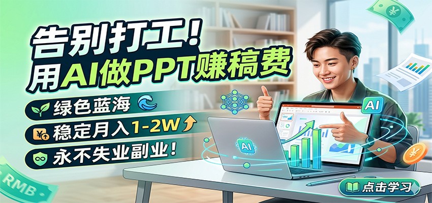 告别打工！用AI做PPT赚稿费，绿色蓝海，稳定月入1-2W，永不失业副业！-翌晨科技网
