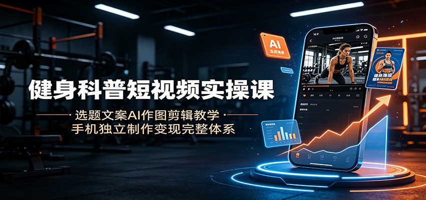 健身科普短视频实操课：选题文案AI作图剪辑教学，手机独立制作变现完整体系-翌晨科技网