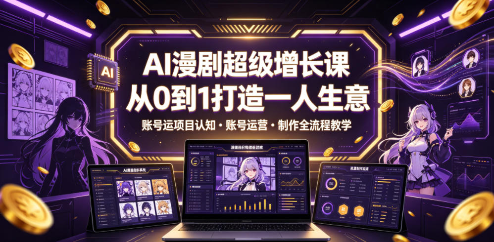 AI漫剧超级增长课，从0到1打造一人生意，项目认知・账号运营・制作全流程教学-翌晨科技网