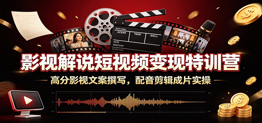 影视解说短视频变现特训营：高分影视文案撰写，配音剪辑成片实操-翌晨科技网