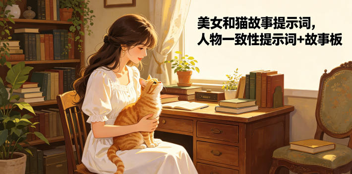 美女和猫故事提示词,人物一致性提示词+故事板-翌晨科技网