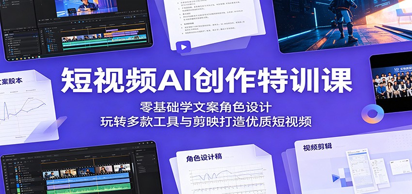 短视频AI创作特训课：零基础学文案角色设计，玩转多款工具与剪映打造优质短视频-翌晨科技网