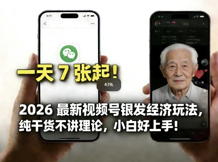 2026最新视频号银发经济玩法，轻松每天7张起，小白也可做-翌晨科技网