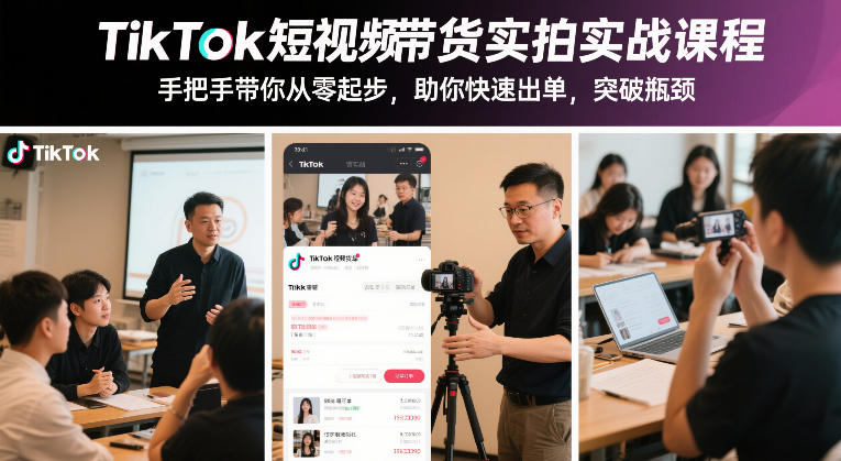 TikTok短视频带货实拍实战课程，手把手带你从零起步，助你快速出单，突破瓶颈-翌晨科技网
