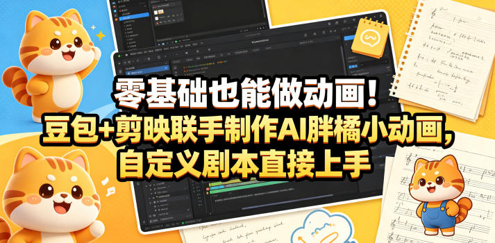 零基础也能做动画!豆包+剪映联手制作AI胖橘小动画,自定义剧本直接上手-翌晨科技网
