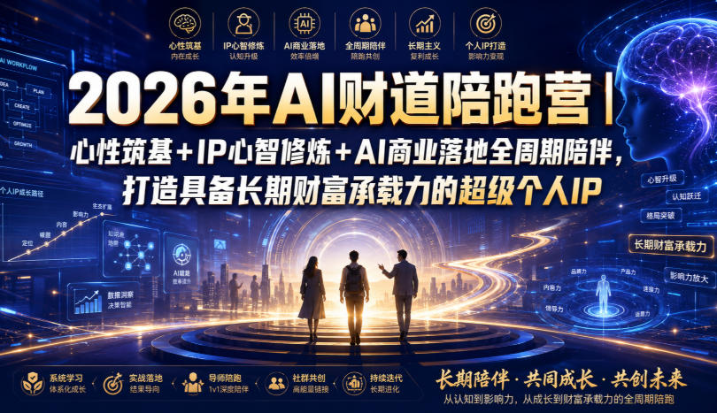 2026年AI财道陪跑营｜心性筑基+IP心智修炼+AI商业落地全周期陪伴，打造具备长期财富承载力的超级个人IP-翌晨科技网