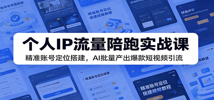 个人IP流量陪跑实战课：精准账号定位搭建，AI批量产出爆款短视频引流-翌晨科技网