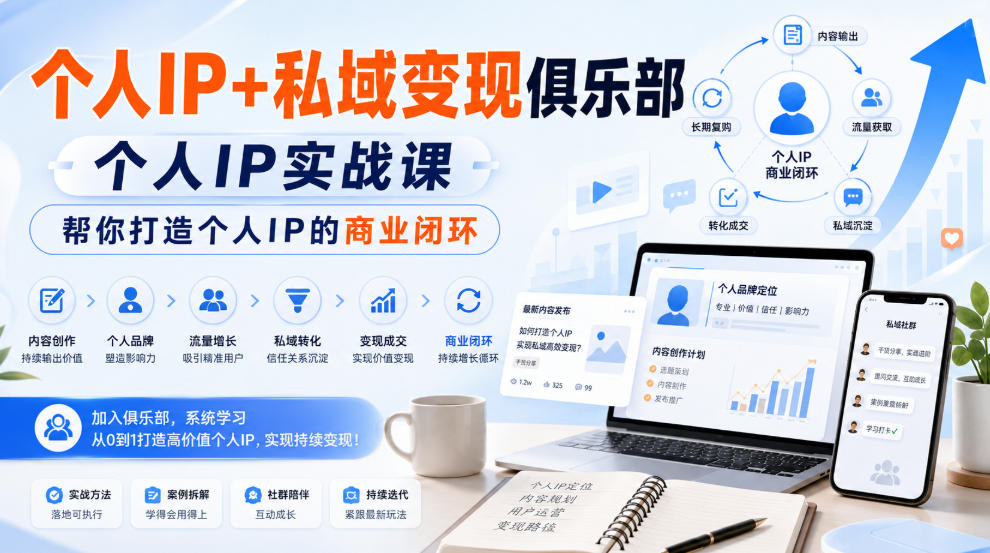 个人IP+私域变现俱乐部，个人IP实战课，帮你打造个人IP的商业闭环-翌晨科技网